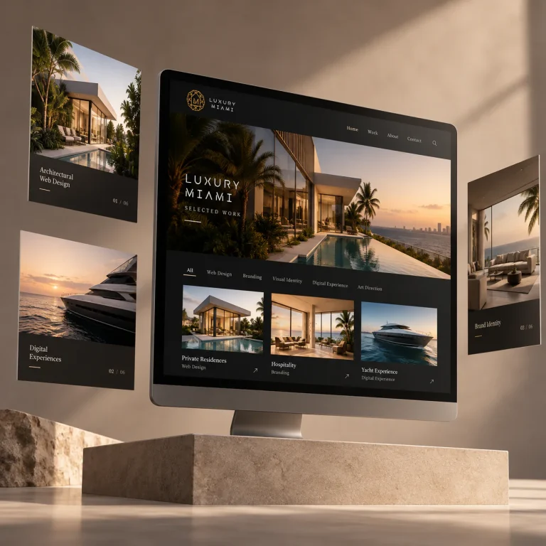 Дизайн на портфолио уебсайт Luxury Miami – представяне на архитектурни проекти и луксозни имоти
