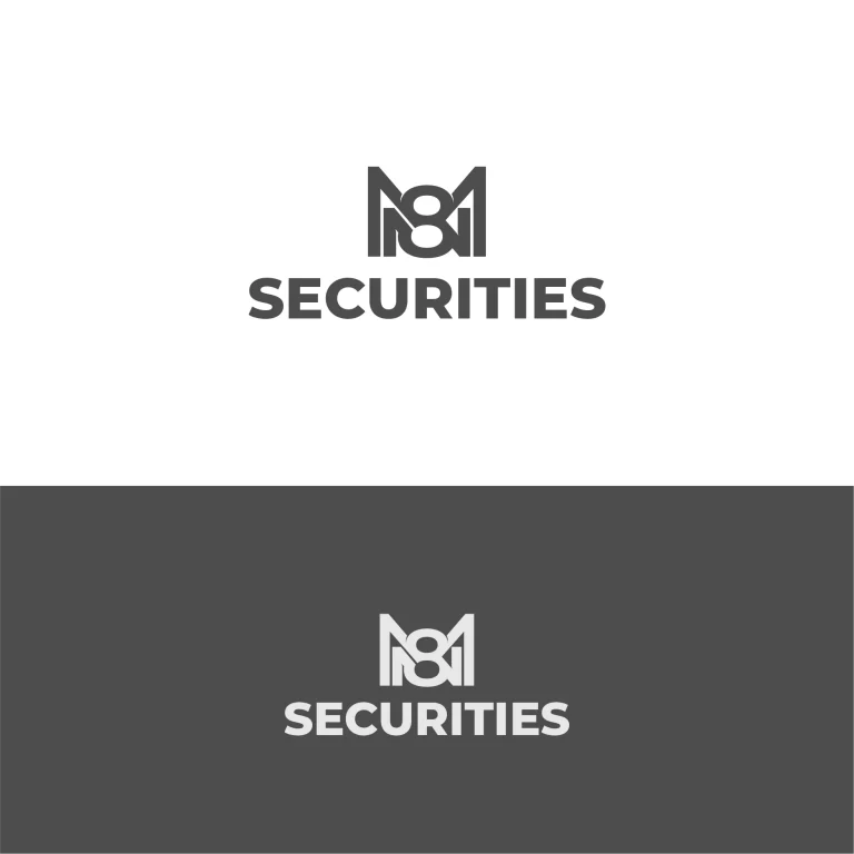 Минималистично лого с монограм от преплетени букви и цифри над надпис SECURITIES, представено в два цветови варианта.